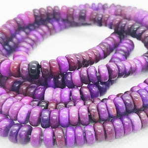 Sugilite Stone Beads: Abacus, Rondelle, Round Wheel - 15.5 Inch Strand