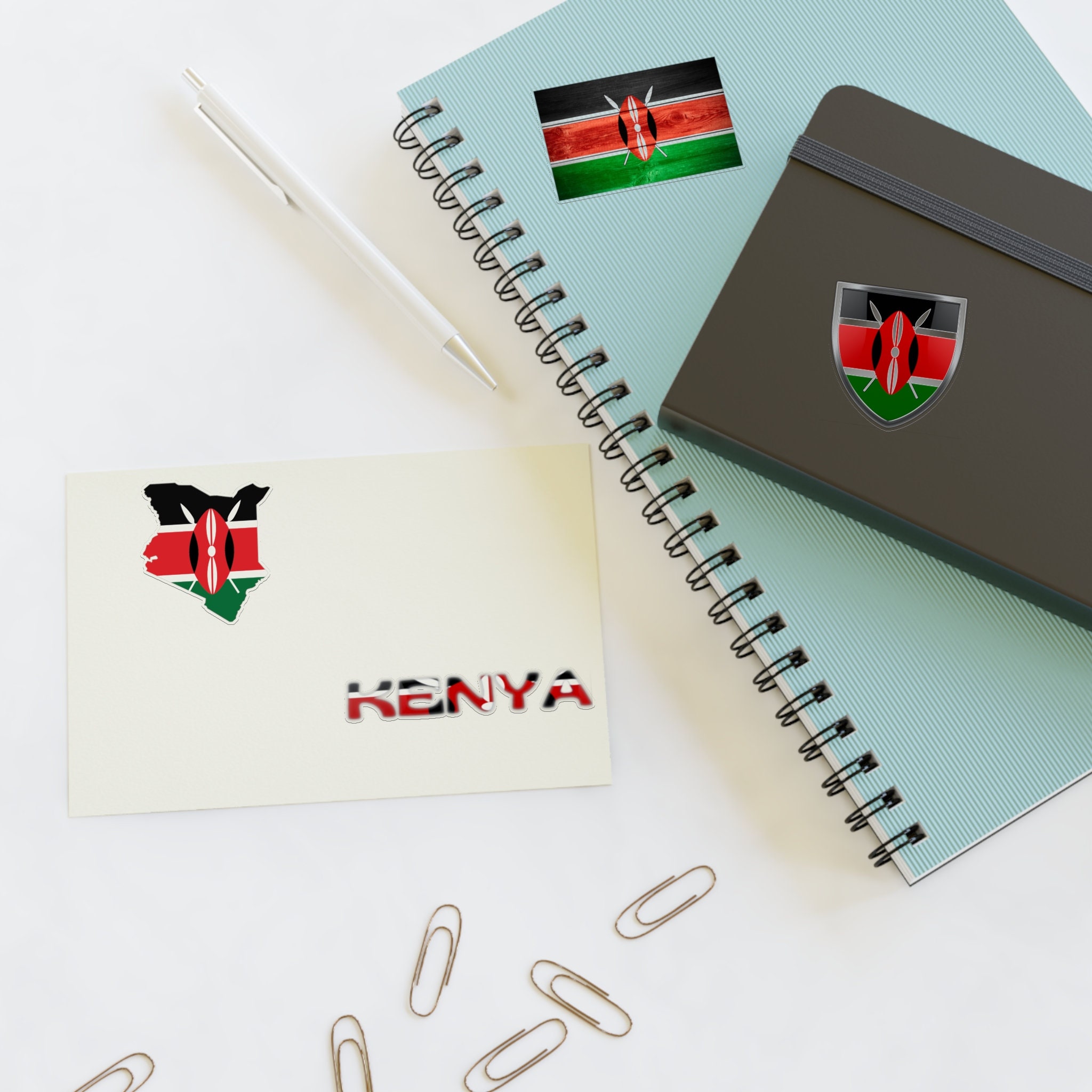 Proudly Kenyan Map and Flag Sticker Sheet, Multiple Stickers for All