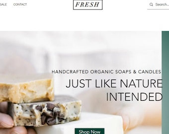 Wix Website Template for Candle and Soap Online Boutique - Green Website design -  Custom Webstite Wix template