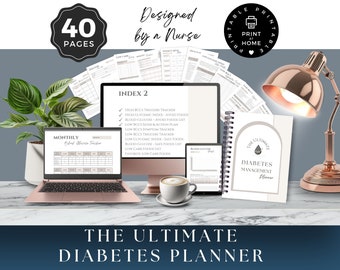 Ultimate Diabetes Planner, Blood Sugar Log, Meal Planner, Digital Download, Printable PDF, Diabetes Type 1 & 2, 3122