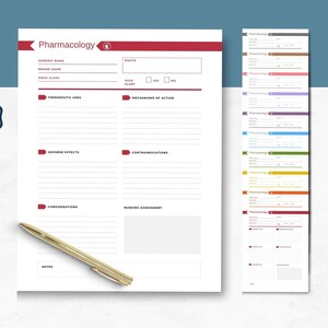 Plantilla de farmacología imprimible, Estudiante de la escuela de enfermería, Notas de estudio de enfermería, Plantilla de tarjeta de medicamentos, Notas de farmacología, Descarga digital, 3122