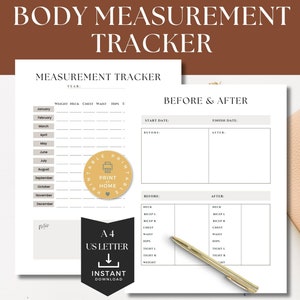 Body Measurements Tracker Bundle | Support Your Weight Loss And Fitness Journey | Print or use Digitally | US LETTER & A4 | 3115