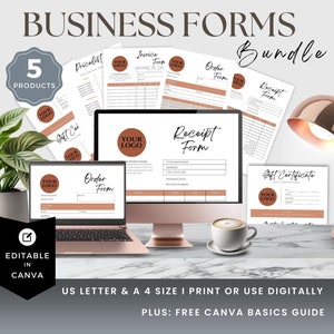 Business Forms Bundle, Business Template, Editable Order Form, Receipt Template, Price List, Canva Template, Digital Download, 3355