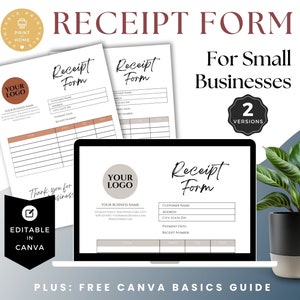 Editable Customer Receipt Template, Business Receipt, Invoice Printable, Canva Template, Digital Download, 3355