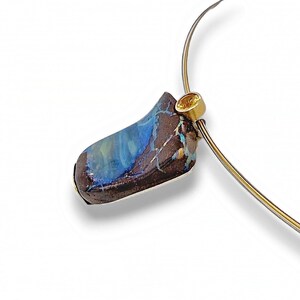 Boulder opal and citrine pendant made of 750 yellow gold and 925 silver image 6