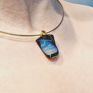 Boulder opal and citrine pendant made of 750 yellow gold and 925 silver image 4