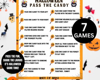 7 Halloween Game, Pass the Pumpkin Games,  Pass the Prize Games,  Left Right Games, Halloween Pass Candy Games, Witch Hat, PASS THE POTION