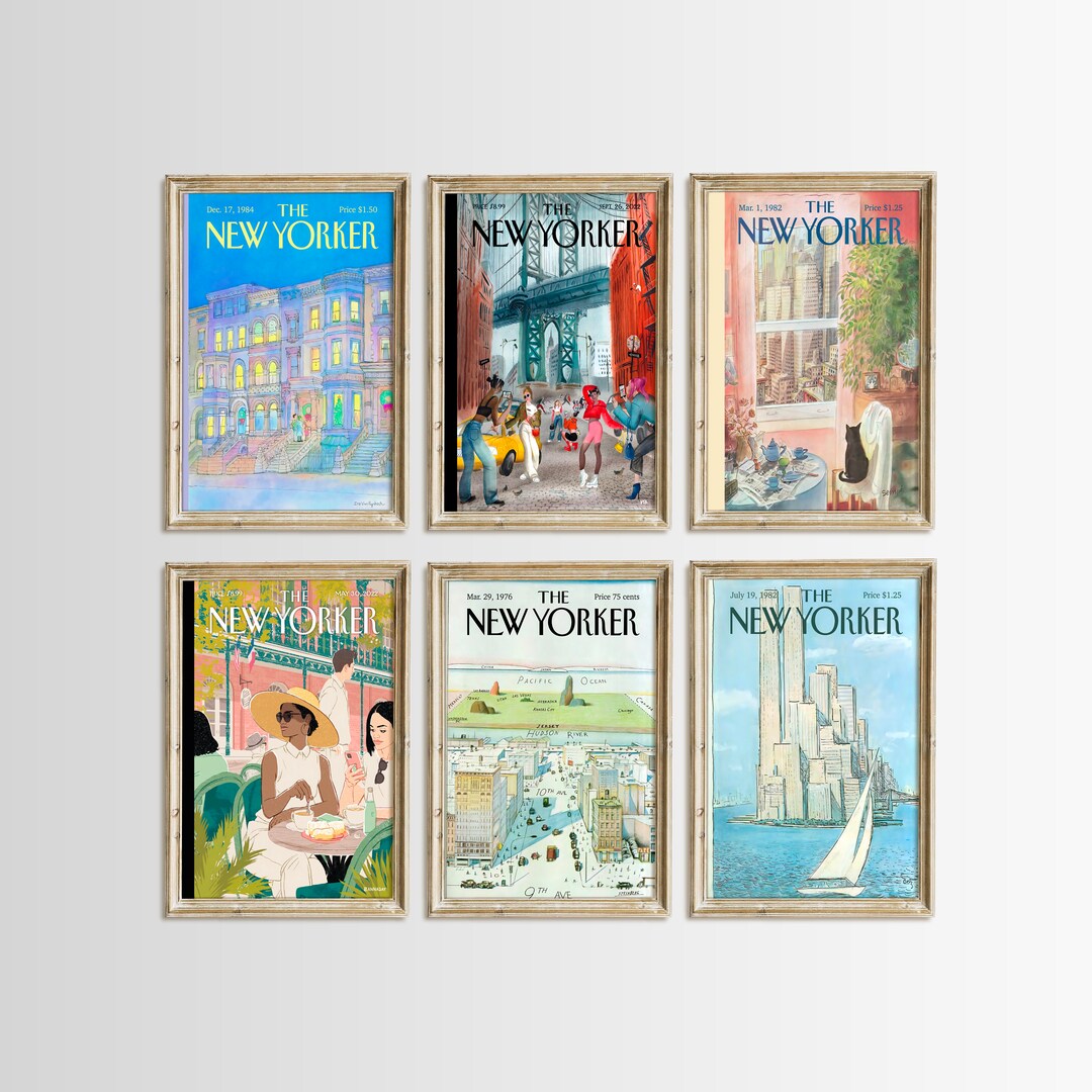 PRINTABLE New Yorker Wall Art Set of 6 New Yorker Prints Set Etsy