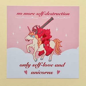 No more self-destruction Zaku Gundam Art Print - self love - motivational - mobile suit - cute - kawaii - illustration