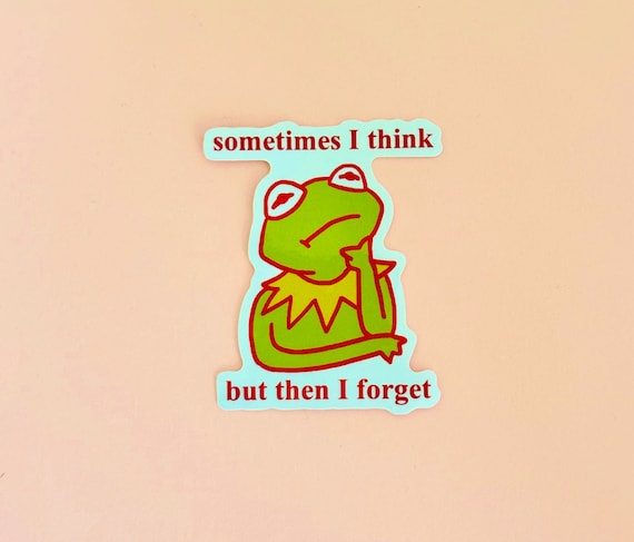 Sometimes I think but then I forget vinyl sticker frog meme funny  cute motivational relatable