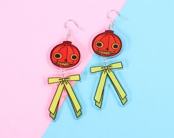 エノクのイヤリング - カボチャ - 不気味 - 庭の壁越し - ハロウィン - 秋 - かわいい - カワイイ - ユニーク - ギフト