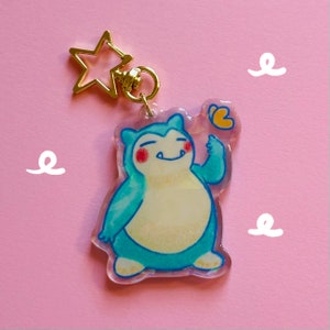 Snorlax holographic Keychain - anime - keyring - kawaii - cute