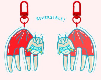 Char Aznable Kleiner Roter Komet Schlüsselanhänger - reversibel! - gundam - mobile Suit - cute - kawaii - mech - Anime - Schreibwaren