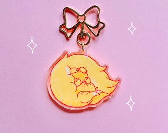 ビーとパピーキャットの粘着性ホログラフィックエポキシキーチェーン - かわいい犬のアニメギフト