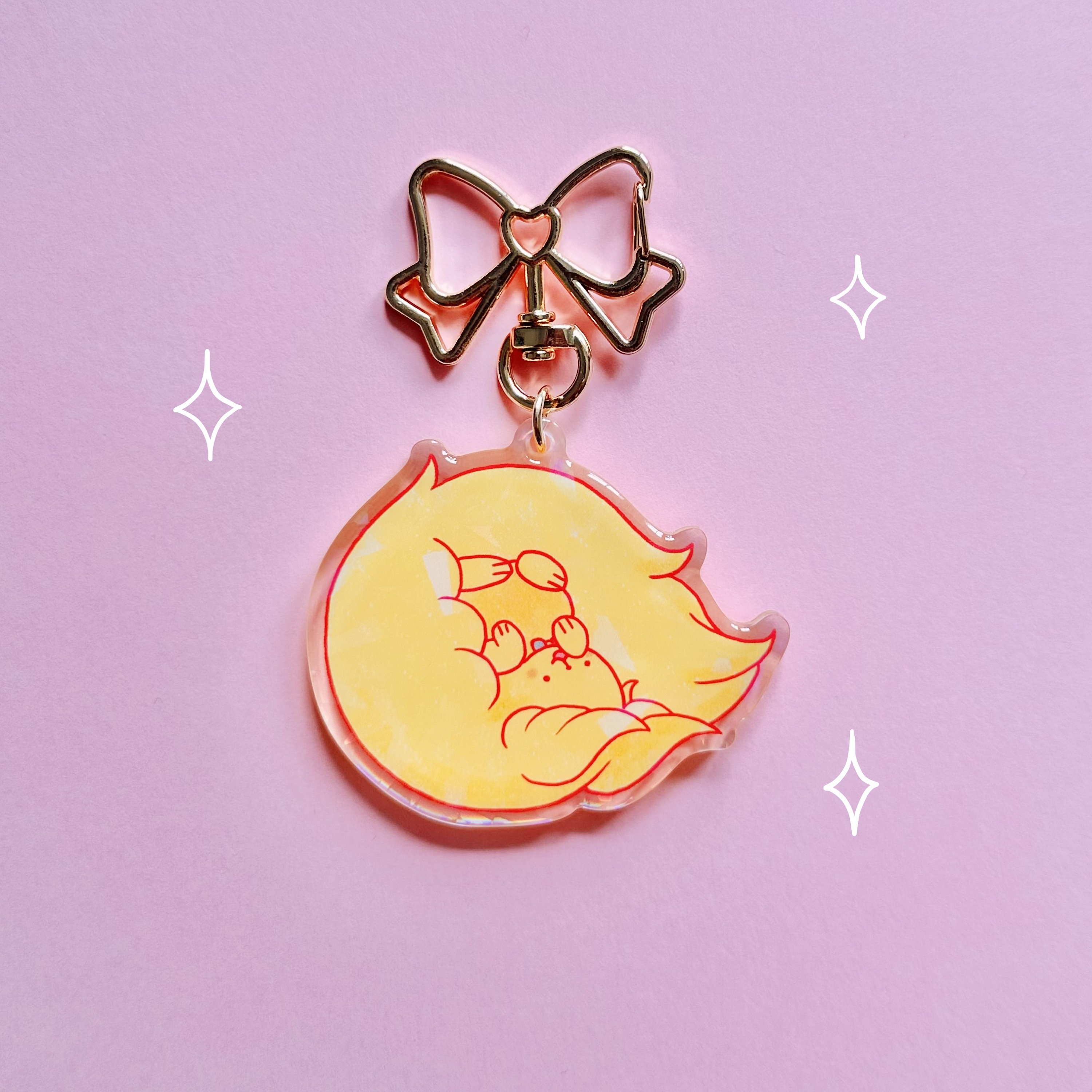 Bee and Puppycat Sticky holographic epoxy keychain - kawaii dog anime gift