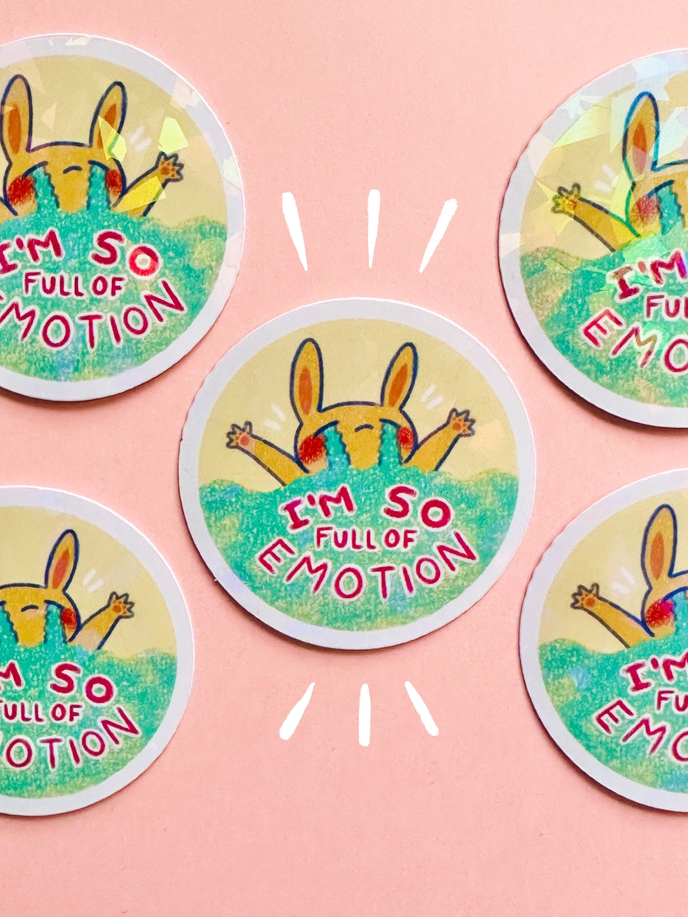 Relatable Stickers Help Bunny Holographic Vinyl Sticker - 'i'm so Full of Emotion' - Cute ...