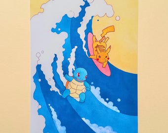 ポケモンゼニガメの進化ラインのオリジナルイラスト - Etsy 日本