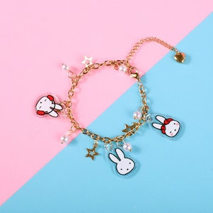 white bunny bracelet - rabbit - kawaii - cute - gift - unique