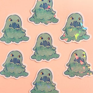 Final Fantasy Flan Holographic Vinyl Die-cut Sticker - gaming - Anime - kawaii - cute - video game - kids stickers