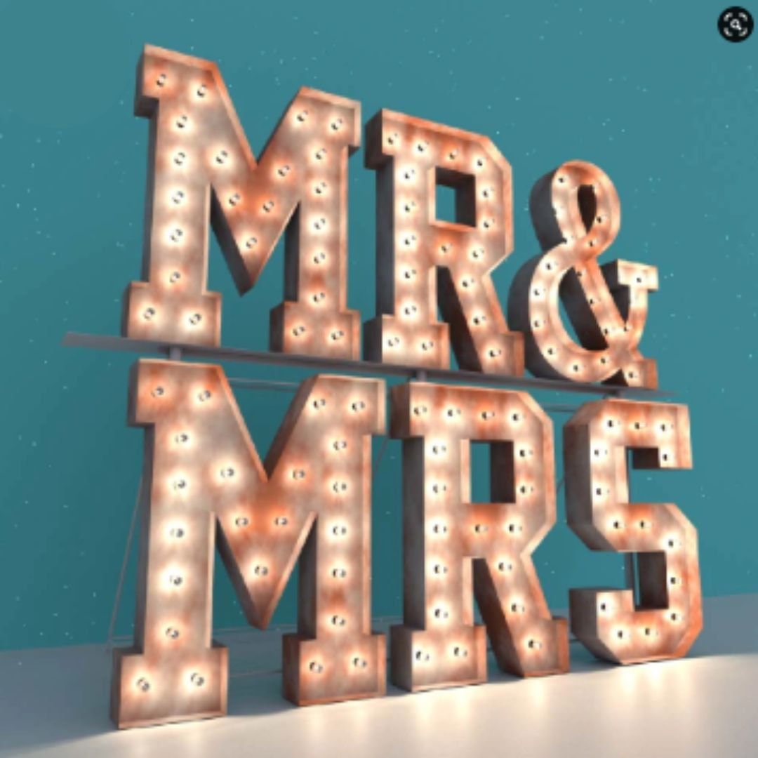 Vintage Metal Marquee Letters Punch Hole Channel Letter LED Wedding