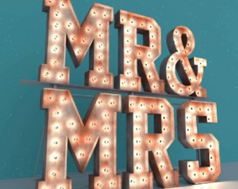 Vintage Metal Marquee Letters Punch Hole Channel Letter LED Wedding Giant Big Light up Marquee Number Letters Lights custom marquees
