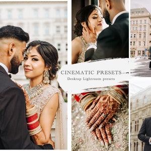 5 Professional Cinematic Wedding Presets, Lightroom presets for desktop, Indian Wedding Presets, Warm Tones for wedding photography