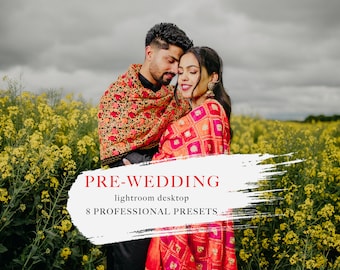 8 Sesiones de pareja Lightroom Presets, para fotógrafos, preboda india, escritorio lightroom, exterior
