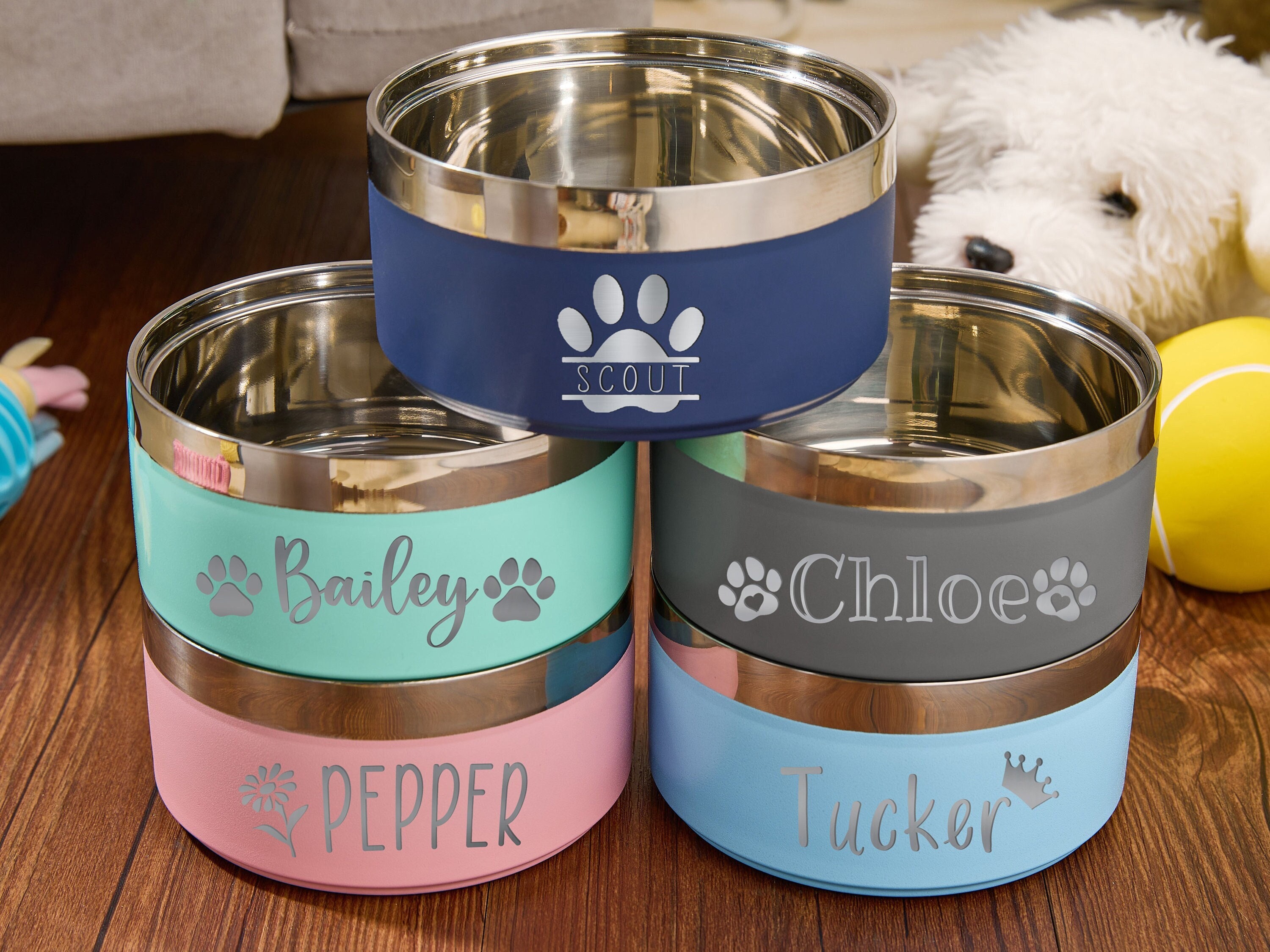 Happy Dog Personalized Large Pet Bowl