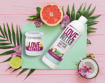 Love Butter Care and Shampoo - Crema para el cabello de 9 ingredientes - Champú para el cabello y mascarilla en crema nutritiva para el cabello seco y dañado - Reparación