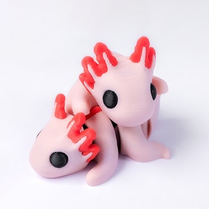 Axolotl Desk Buddy - Articulated Axolotl Salamander in Pink [Large or Small]