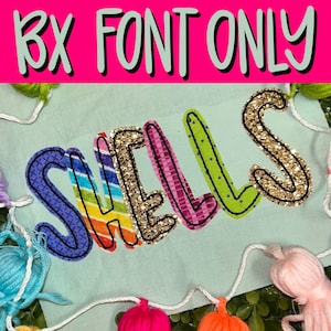 Font Shells Applique / Bean Stitches / 3 dimensioni / 2 pollici / 3 pollici / 4 pollici / Font BX
