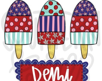 Patriotic Popsicles | Sublimation Design | Digital Download | Women’s, Kids Shirt PNG