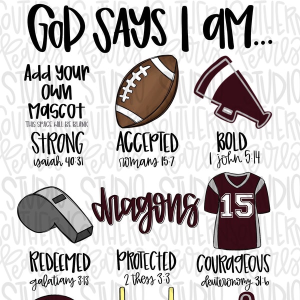 God says I am FOOTBALL | PNG | Sublimation | Design Download