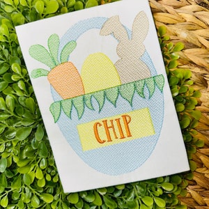Easter Basket Boy Embroidery Design | Sketch Fill | 5 sizes | 4x4 | 5x7 | 6x10 | 8x8 | 8x12