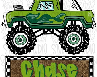Monster truck name patch | Sublimation Design | Digital Download | Women’s, Kids Shirt PNG