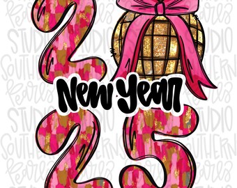 New Year 2025 Bow | Sublimation Design | Digital Download | Women’s, Kids Shirt PNG