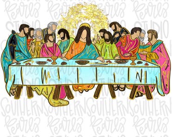 The Lords Supper bright colors | Communion | Sublimation Design | Digital Download | Women’s, Kids Shirt PNG