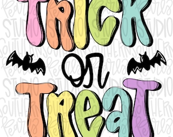 Trick or treat | bats | Sublimation Design | Digital Download | Women’s, Kids Shirt PNG