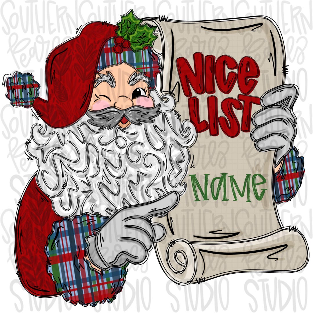 Santa Holding Nice List | Add Your Own Name | Christmas | Sublimation ...