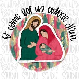 O komm lasst uns Ihn anbeten Krippe | Sublimationsdesign | Digitaler Download | Frauen, Kinder Shirt PNG