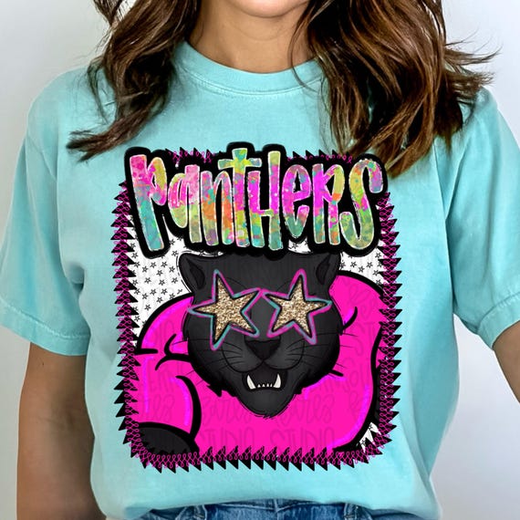Pink Jersey Mascot Panthers Sublimation Design Digital