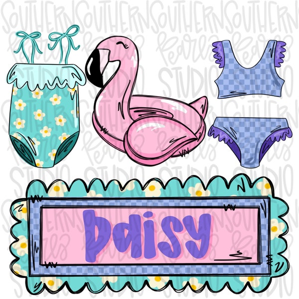 Swimsuits with Float with Name Patch Girl | Sublimation Design | Digital Download | Women’s, Kids Shirt PNG