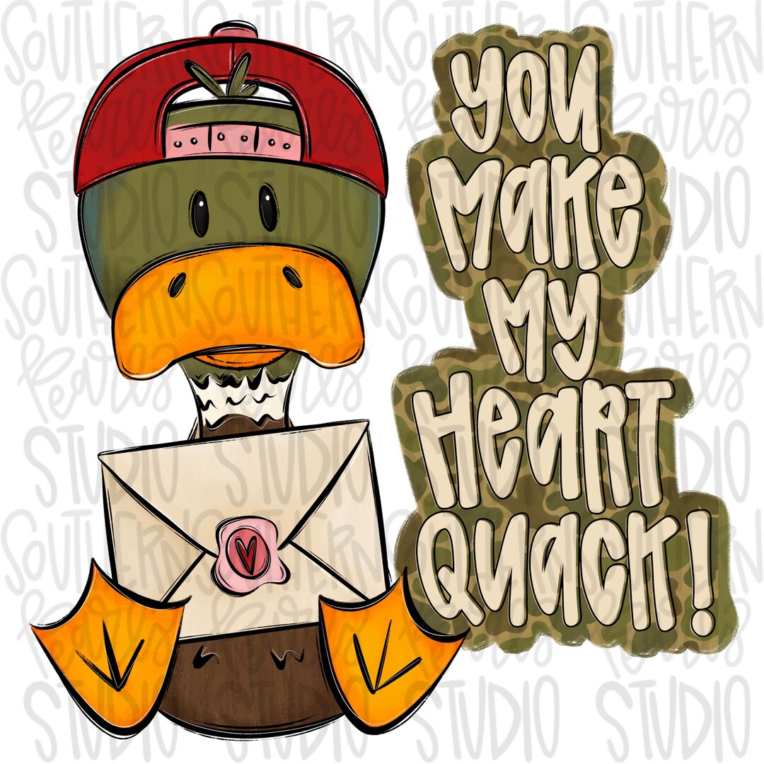 Quack Heart Notes You Make My Heart Quack Boy Valentine Duck Holding Letter | Sublimation ...