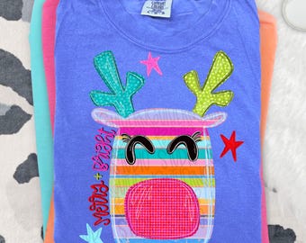 Merry and Bright colorful striped reindeer png design | Christmas png | Sublimation Design | Digital Download | Women’s, Kids Shirt PNG