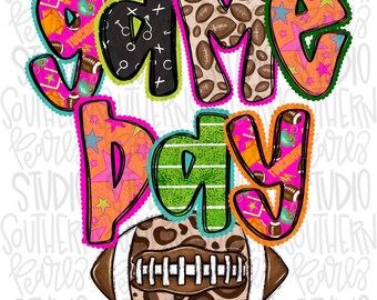 Día de partido de fútbol a todo color / ¡Vamos equipo! / PNG / Sublimación / Descarga de diseño
