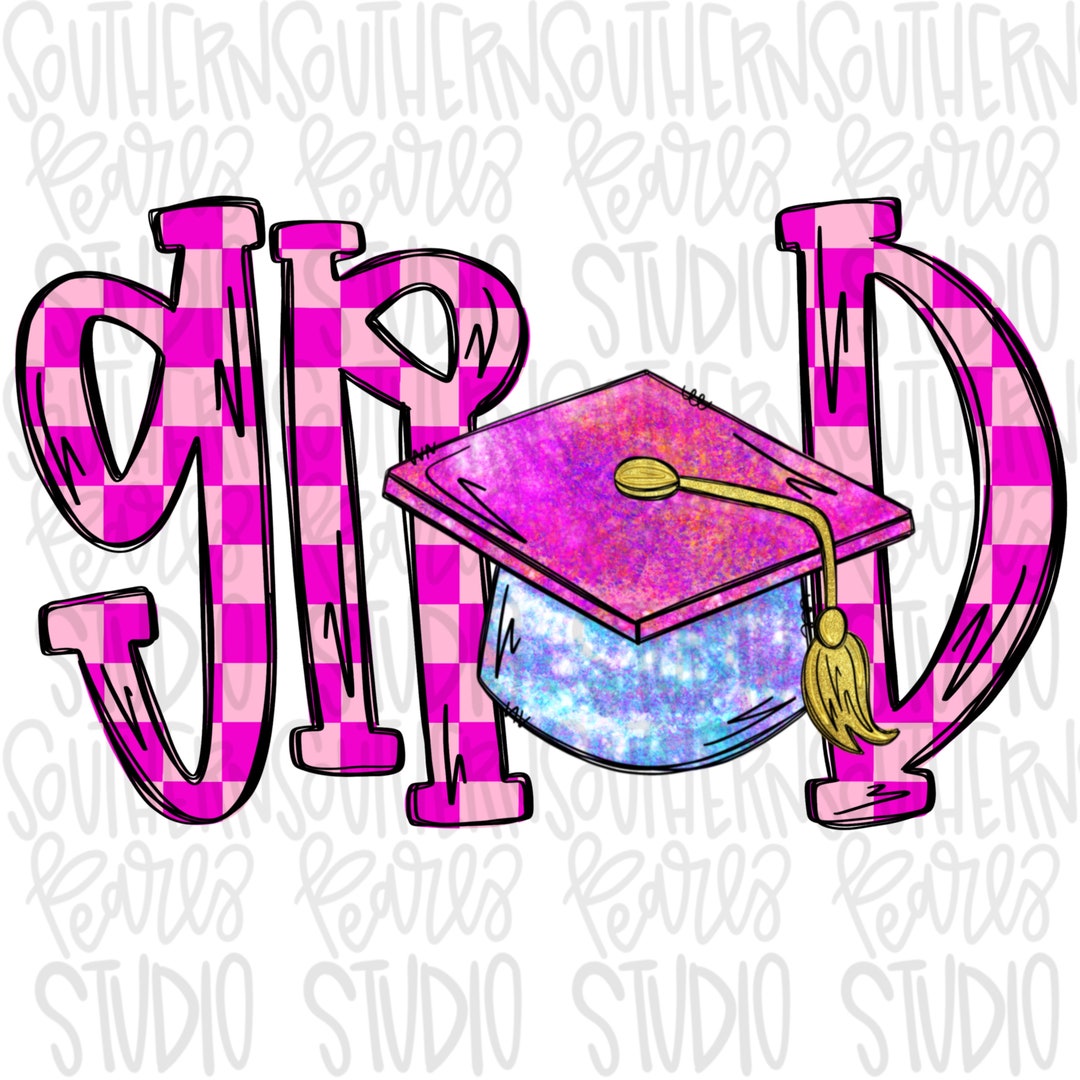 GRAD Pink Letters Colorful Graduation Cap | Senior | Preschool ...