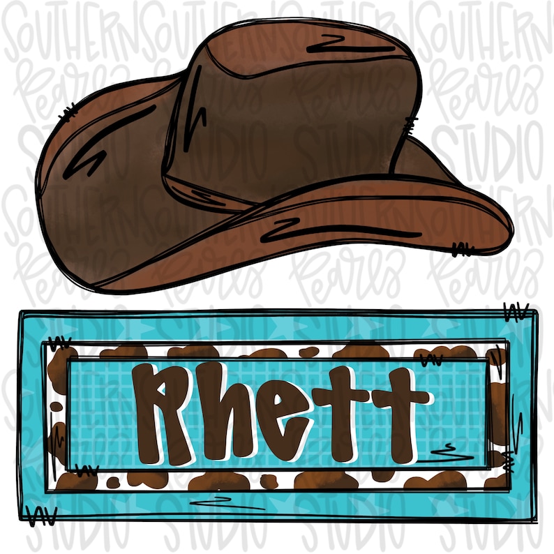 Rhett Lettering Cowboy Hat With Name Patch | Western | Country | Sublimation Design ...