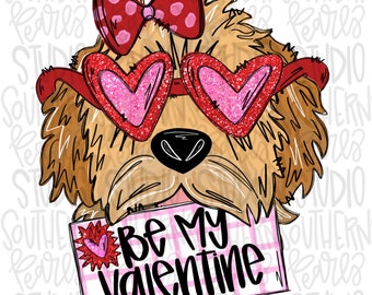 Be My Valentine Goldendoodle Girl | Sublimation Design | Digital Download | Women’s, Kids Shirt PNG