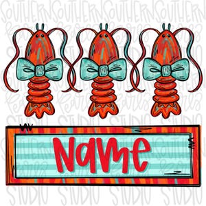 Trio langoesten met vlinderstrik | patch meisjesnaam | Seizoen langoesten | Sublimatieontwerp | Digitale download | Damesshirt, kindershirt, png