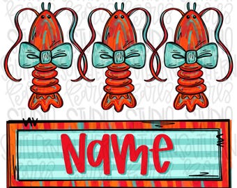 Crawfish with bow tie trio | girl name patch  | Crawfish Season | Sublimation Design | Digital Download | Women’s, Kids Shirt PNG